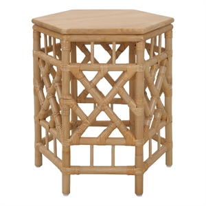 NPD Furniture - Kano Accent Table - Natural Wheat Rattan Base - Wood Top