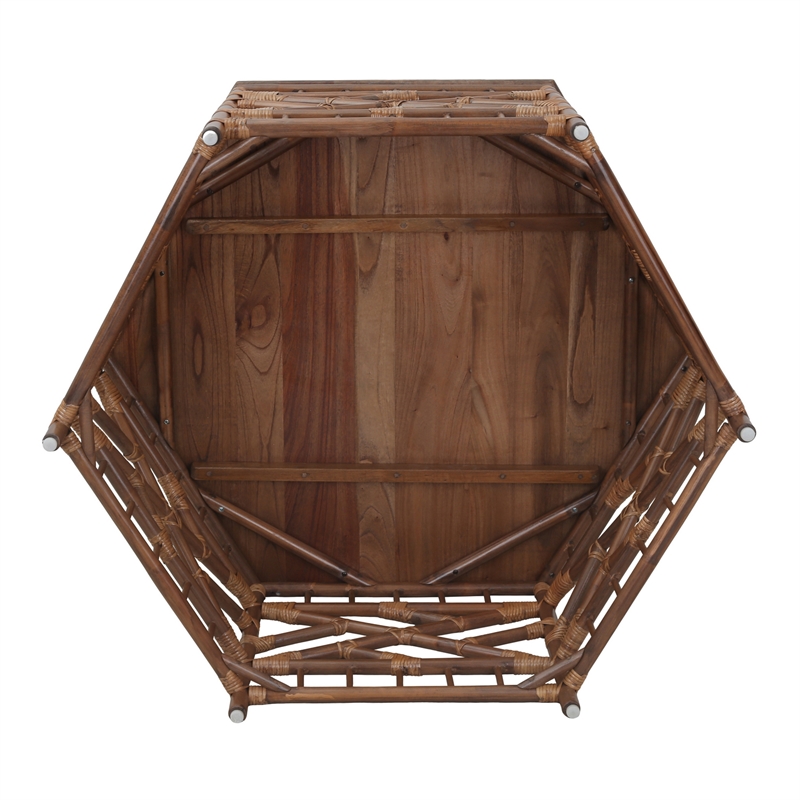 NPD Furniture - Kano Coffee Table - Cane Brown Rattan Base - Wood Top
