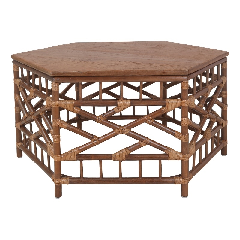 NPD Furniture - Kano Coffee Table - Cane Brown Rattan Base - Wood Top