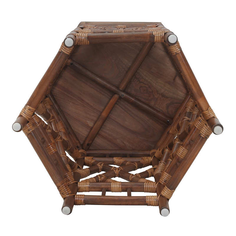 NPD Furniture - Kano Accent Table - Cane Brown Rattan Base - Wood Top