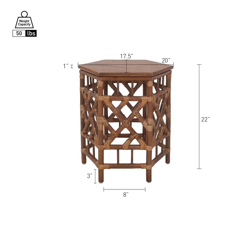 NPD Furniture - Kano Accent Table - Cane Brown Rattan Base - Wood Top
