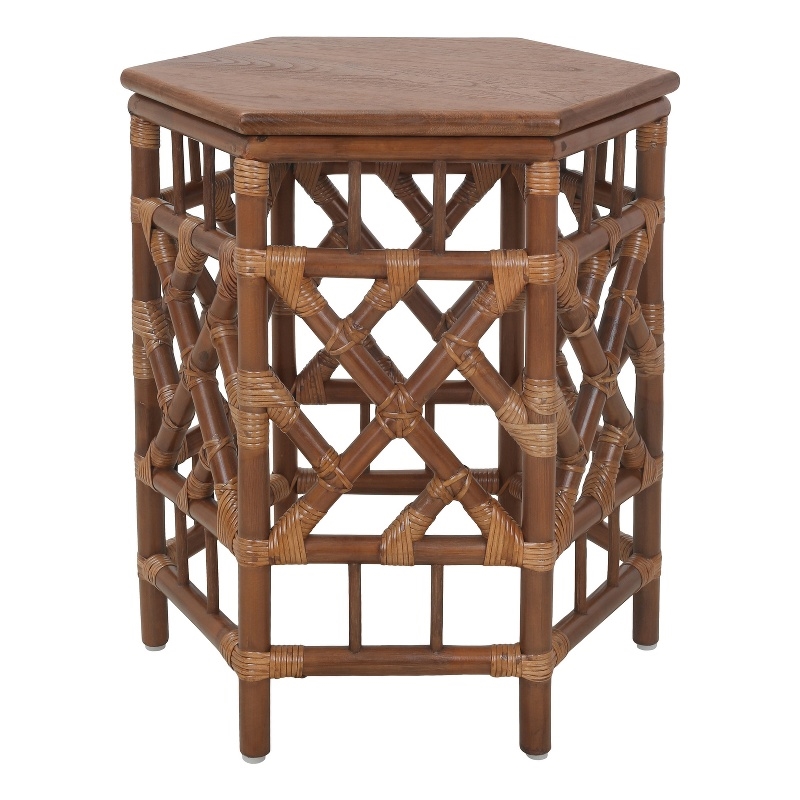 NPD Furniture - Kano Accent Table - Cane Brown Rattan Base - Wood Top