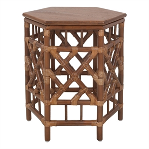 NPD Furniture - Kano Accent Table - Cane Brown Rattan Base - Wood Top