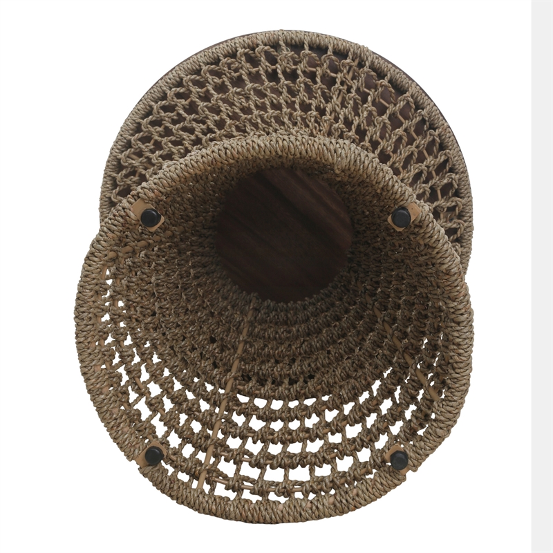 NPD Furniture - Calyx Accent Table - Natural Straw Seagrass Base - Brown Wood