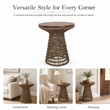 NPD Furniture - Calyx Accent Table - Natural Straw Seagrass Base - Brown Wood