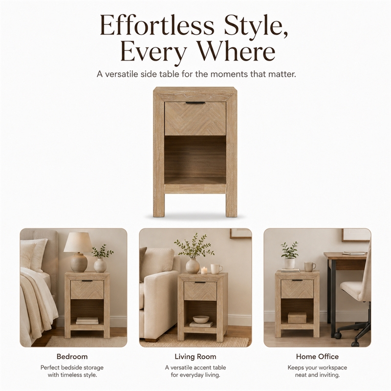NPD Furniture - Kingston Herringbone Accent Table - Light Natural - 20