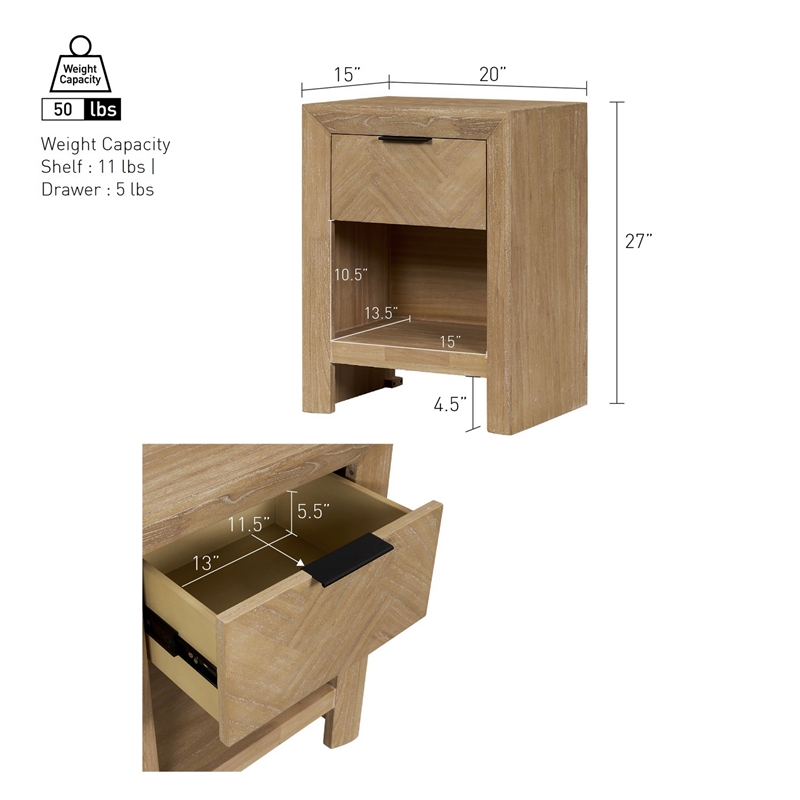 NPD Furniture - Kingston Herringbone Accent Table - Light Natural - 20