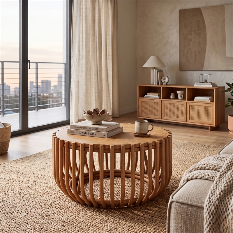 NPD Furniture - Bexa Coffee Table - Honey Rattan Base - Natural