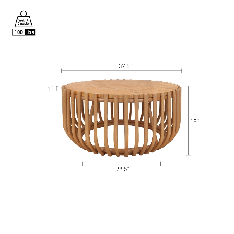 NPD Furniture - Bexa Coffee Table - Honey Rattan Base - Natural