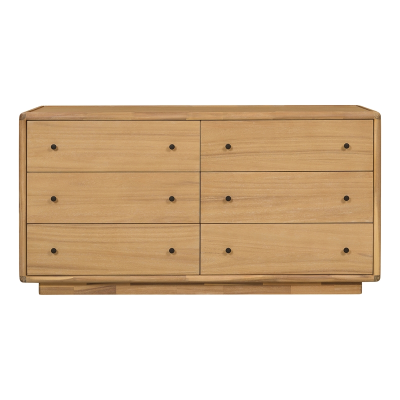 Rosette 6-Drawer Dresser - Light Natural - Acacia - Bedroom Furniture