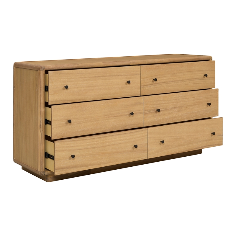 Rosette 6-Drawer Dresser - Light Natural - Acacia - Bedroom Furniture