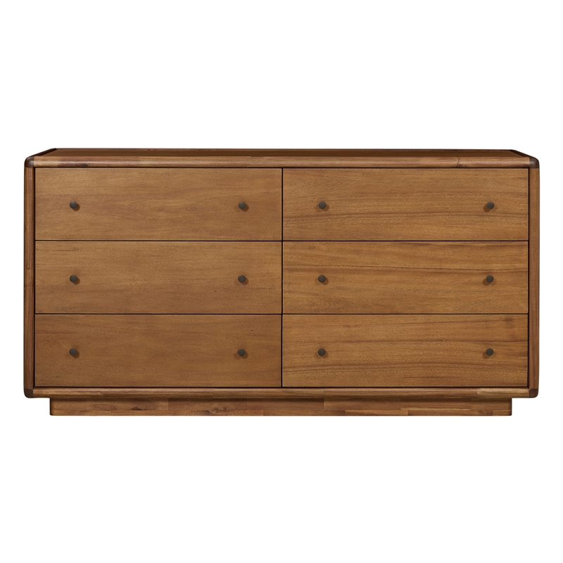Rosette 6-Drawer Dresser - Hazelnut Brown - Acacia - Bedroom Furniture