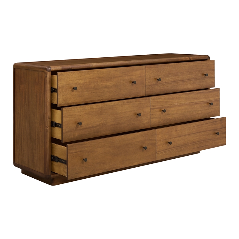 Rosette 6-Drawer Dresser - Hazelnut Brown - Acacia - Bedroom Furniture
