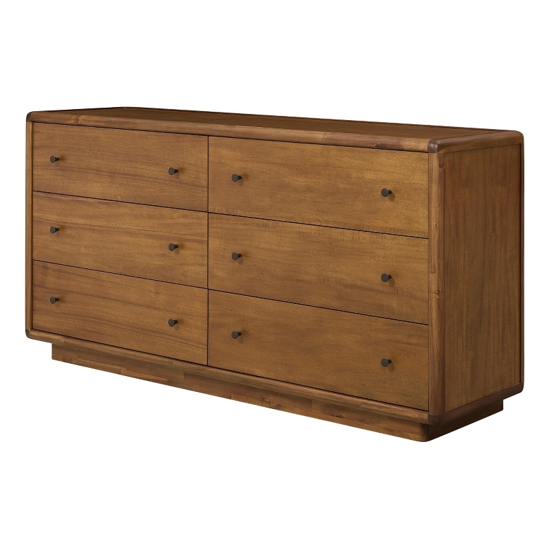Rosette 6-Drawer Dresser - Hazelnut Brown - Acacia - Bedroom Furniture