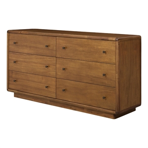 Rosette 6-Drawer Dresser - Hazelnut Brown - Acacia - Bedroom Furniture