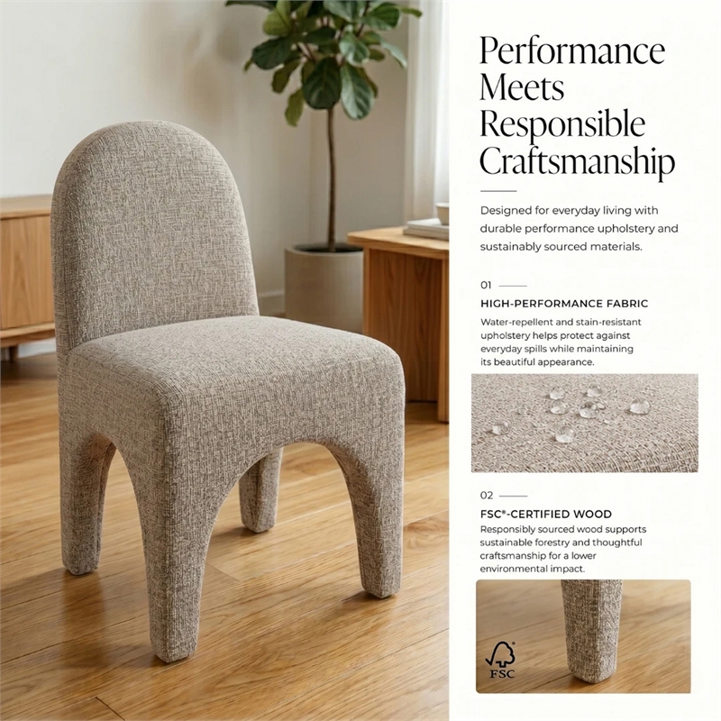 NPD Furniture - Vano Dining Side Chair - Nara Sand Chenille - Modern