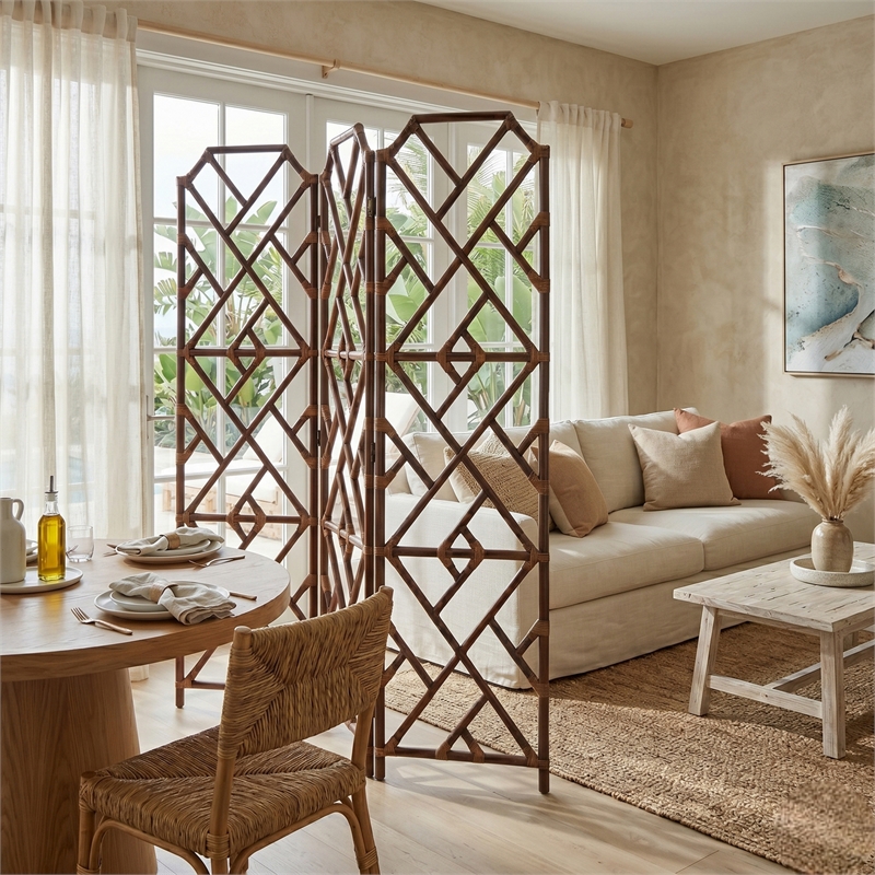 NPD Furniture - Kara Rattan Room Divider - Cane Brown - Rattan