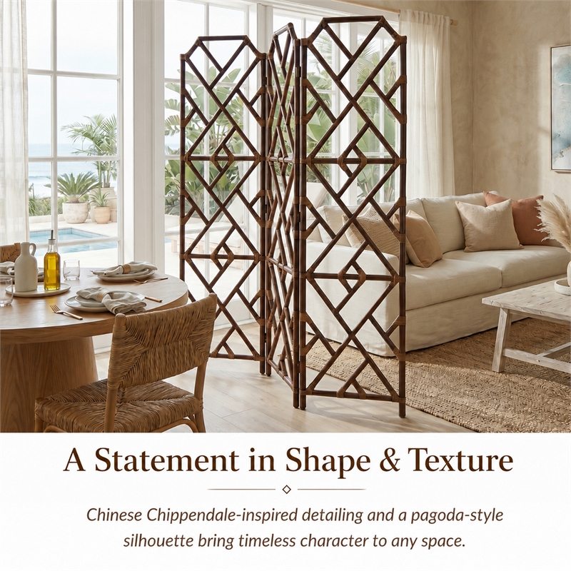 NPD Furniture - Kara Rattan Room Divider - Cane Brown - Rattan
