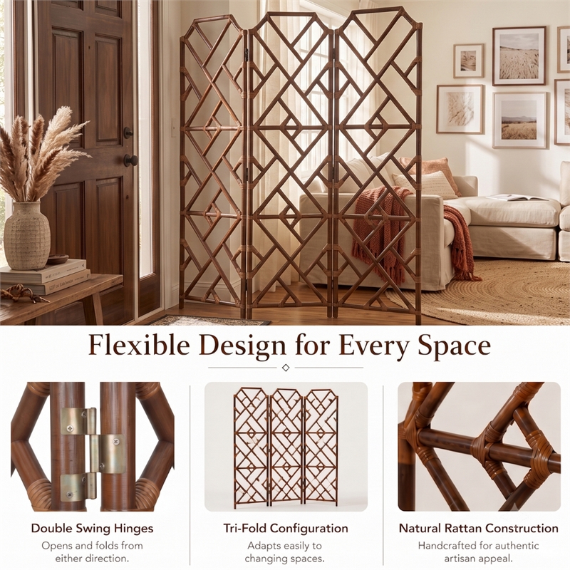 NPD Furniture - Kara Rattan Room Divider - Cane Brown - Rattan