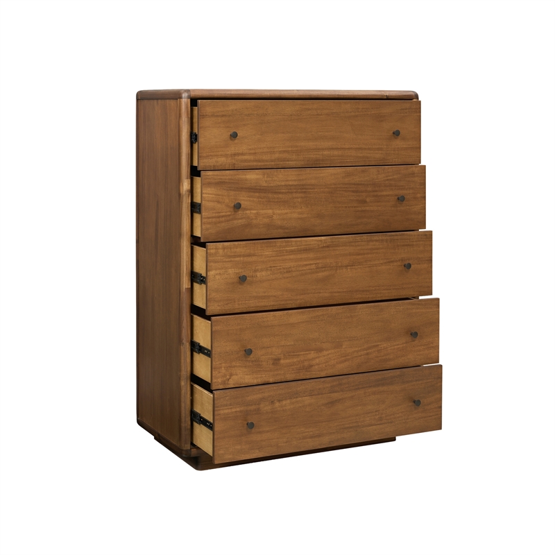 Rosette 5-Drawer Dresser - Hazelnut Brown - Acacia - Bedroom Furniture