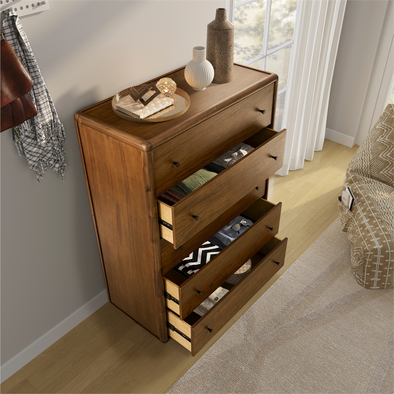 Rosette 5-Drawer Dresser - Hazelnut Brown - Acacia - Bedroom Furniture