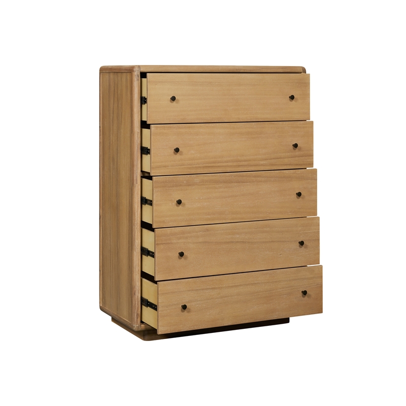 Rosette 5-Drawer Dresser - Light Natural - Acacia - Bedroom Furniture