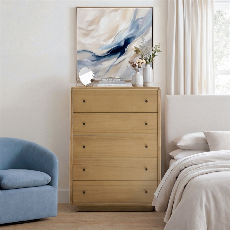 Rosette 5-Drawer Dresser - Light Natural - Acacia - Bedroom Furniture