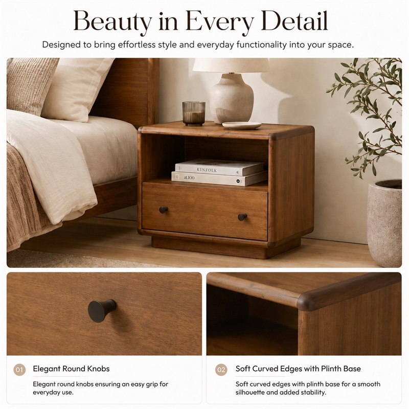 NPD Furniture - Rosette Accent Table - Hazelnut Brown - 32