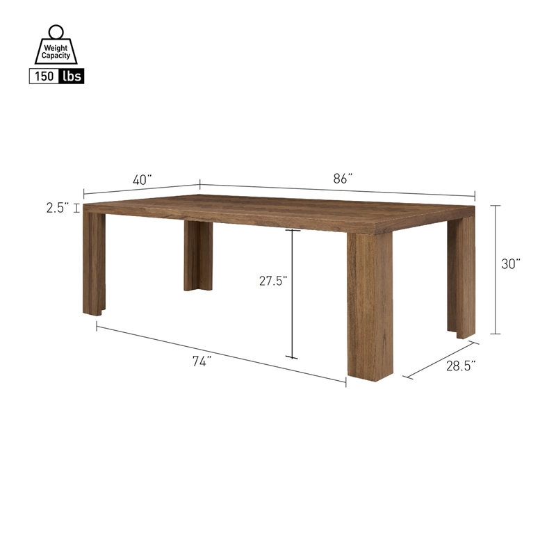 NPD Furniture - Kingston Herringbone Dining Table - Brown - Solid Wood