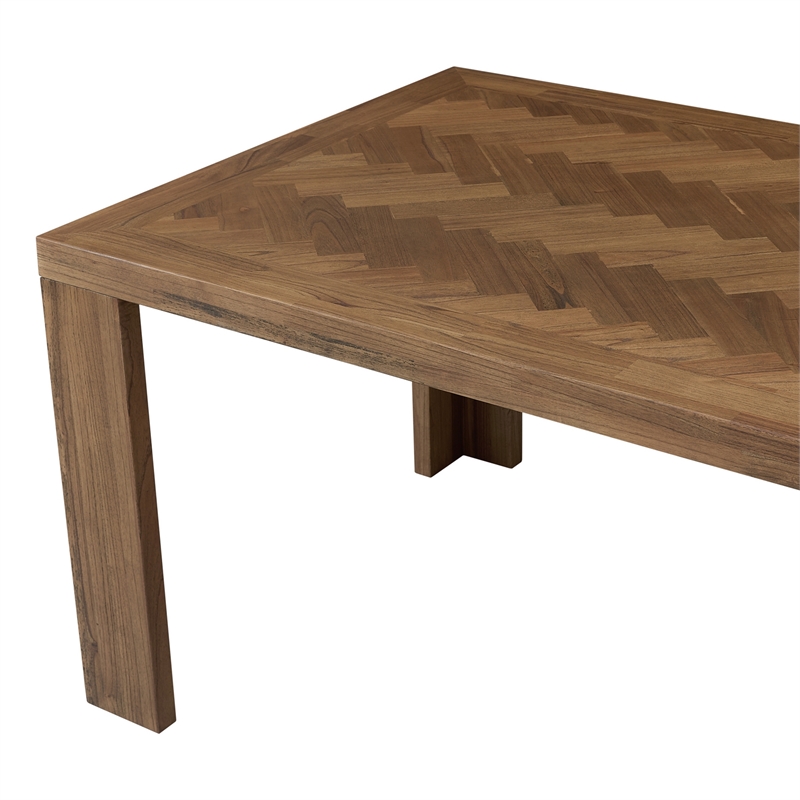 NPD Furniture - Kingston Herringbone Dining Table - Brown - Solid Wood