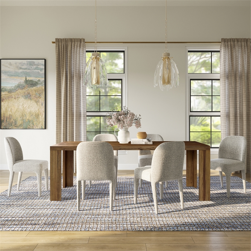 NPD Furniture - Kingston Herringbone Dining Table - Brown - Solid Wood