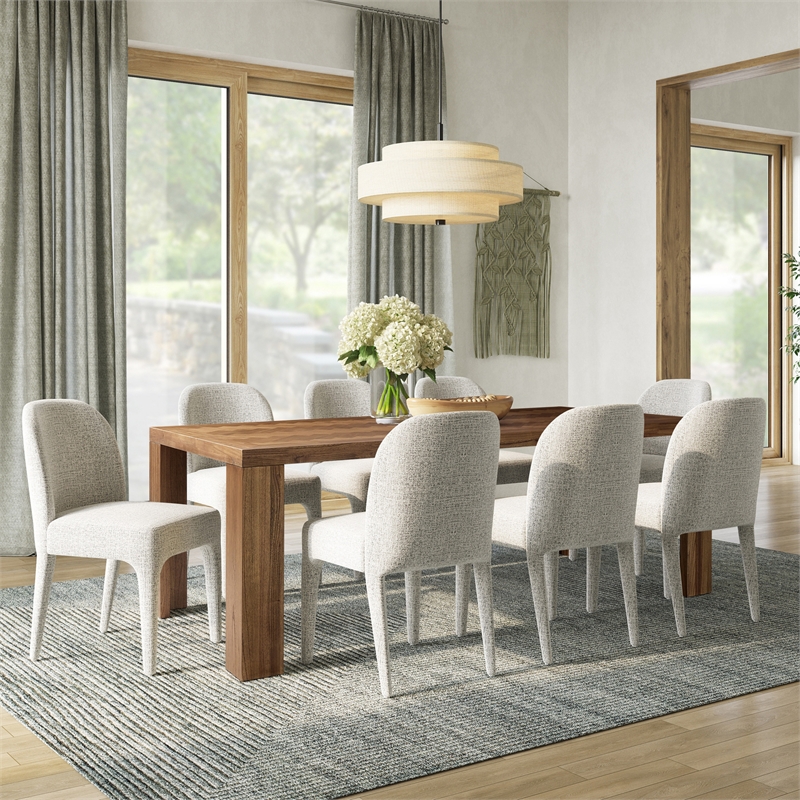 NPD Furniture - Kingston Herringbone Dining Table - Brown - Solid Wood