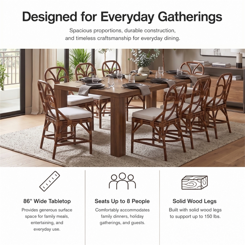 NPD Furniture - Kingston Herringbone Dining Table - Brown - Solid Wood