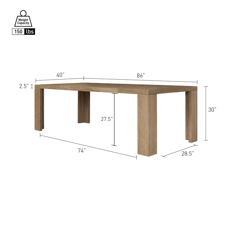NPD Furniture - Kingston Herringbone Dining Table - Light Natural - Solid Wood