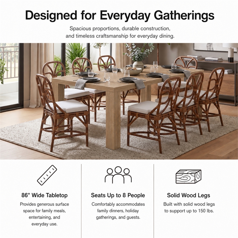 NPD Furniture - Kingston Herringbone Dining Table - Light Natural - Solid Wood