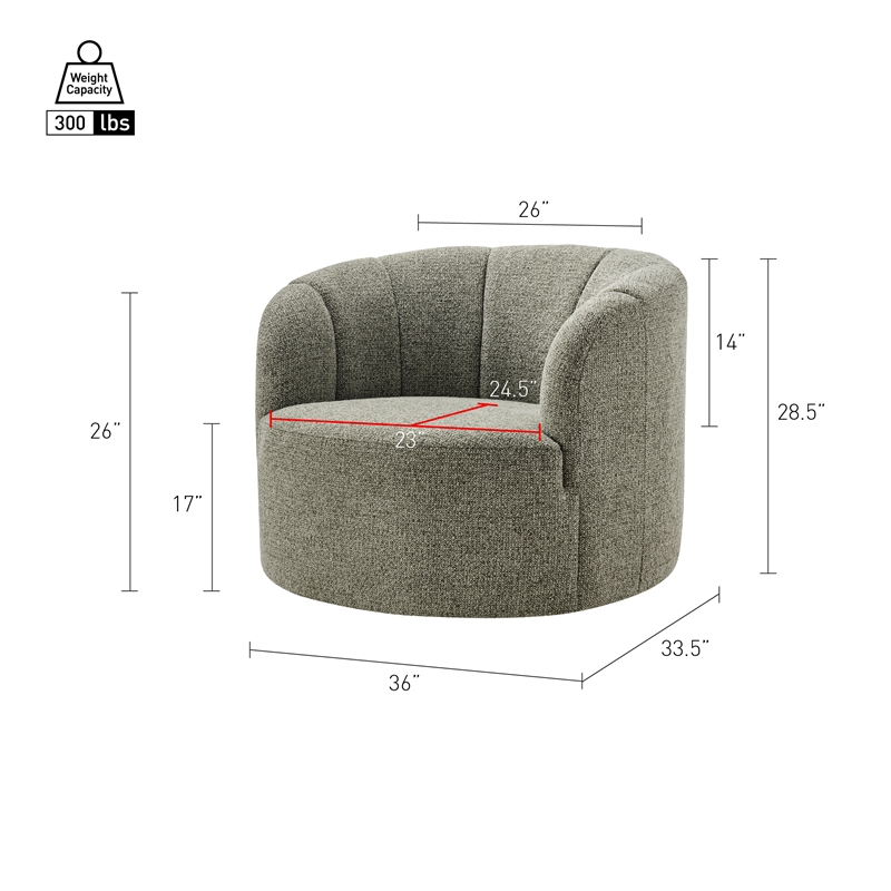 NPD Furniture - Elowen Swivel Accent Arm Chair - Heathered Olive Chenille