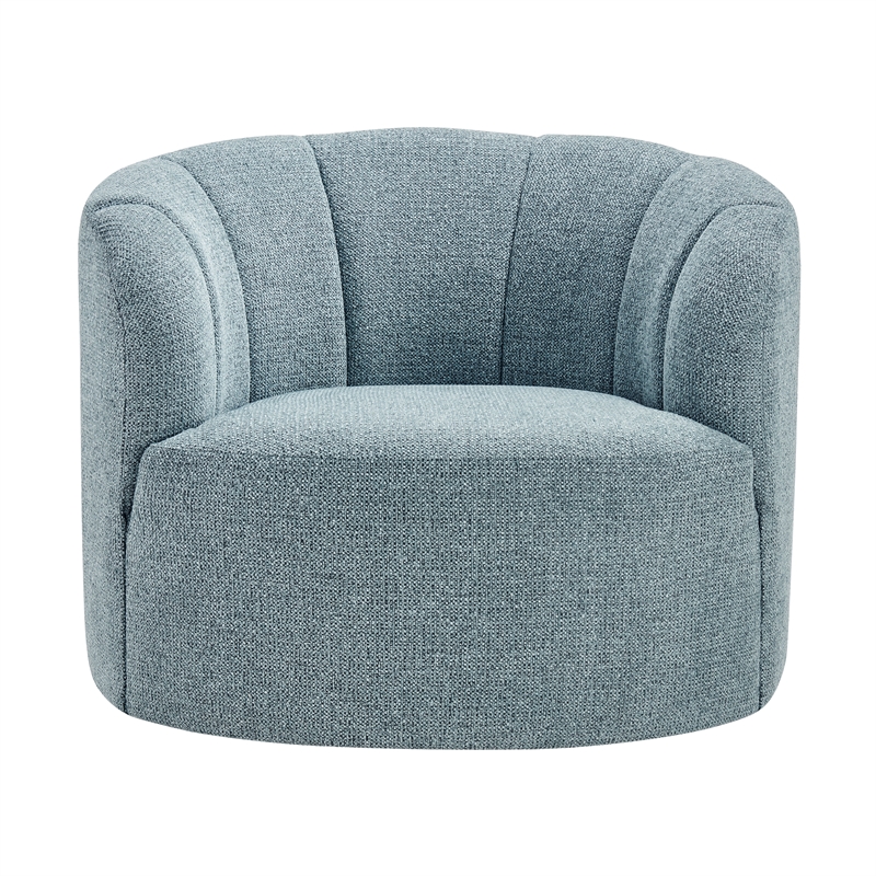 NPD Furniture - Elowen Swivel Accent Arm Chair - Heathered Blue Chenille