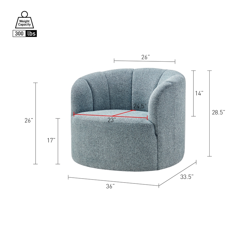 NPD Furniture - Elowen Swivel Accent Arm Chair - Heathered Blue Chenille