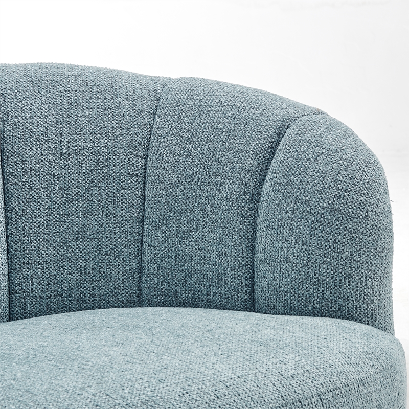 NPD Furniture - Elowen Swivel Accent Arm Chair - Heathered Blue Chenille