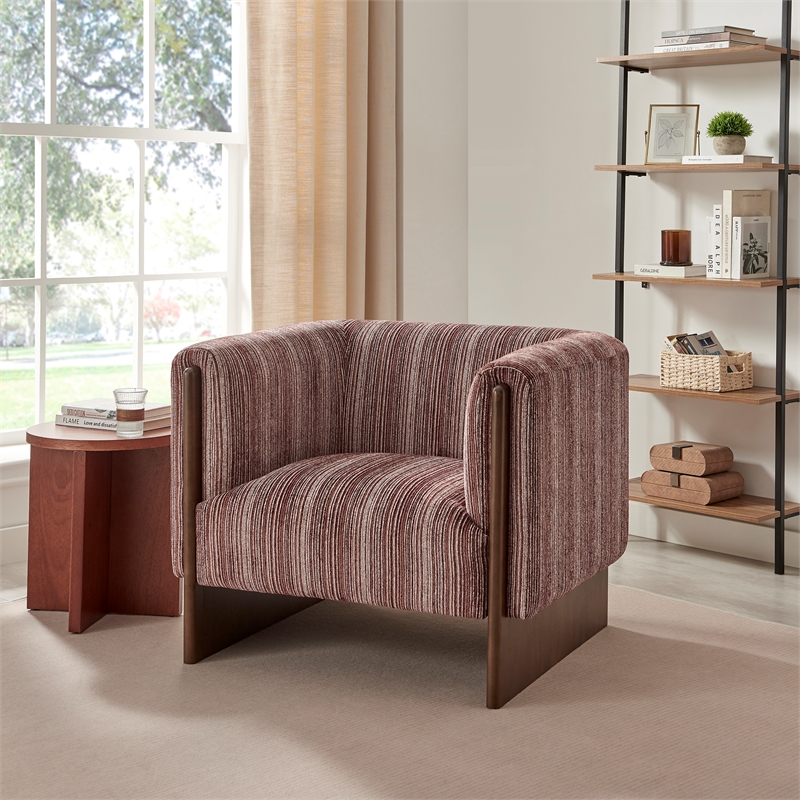 NPD Furniture - Daxon Fabric Accent Arm Chair - Stria Clay Chenille
