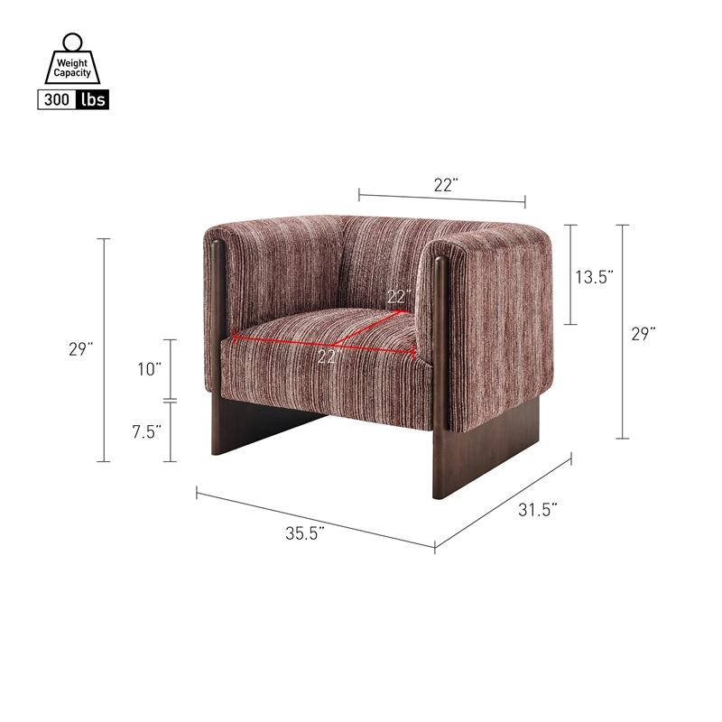 NPD Furniture - Daxon Fabric Accent Arm Chair - Stria Clay Chenille