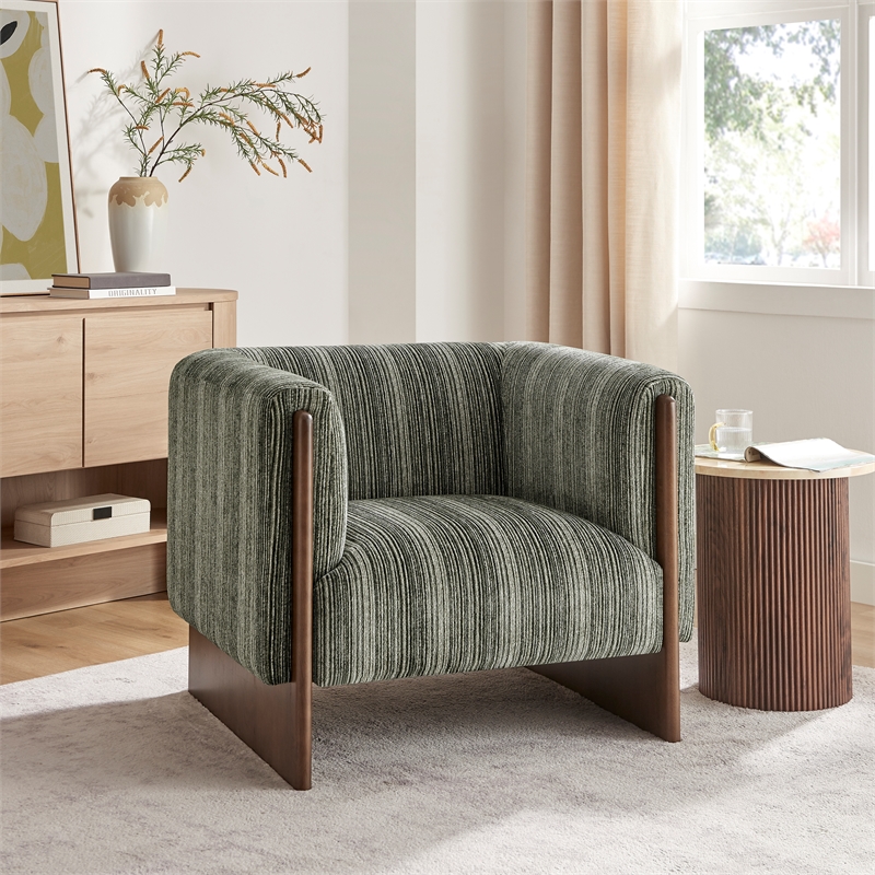NPD Furniture - Daxon Accent Arm Chair - Stria Olive Chenille