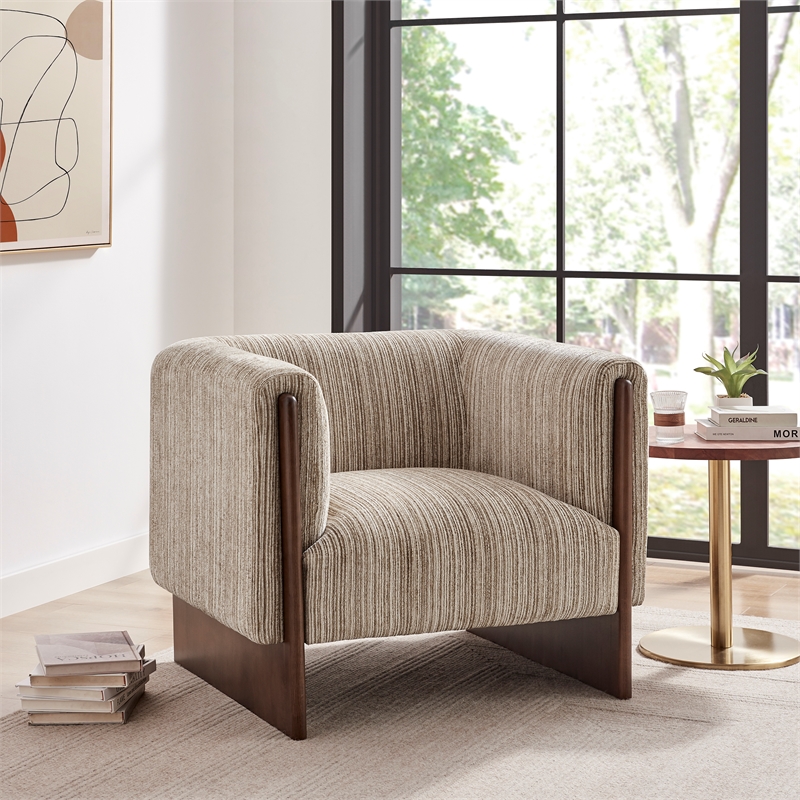 NPD Furniture - Daxon Accent Arm Chair - Stria Sand Chenille