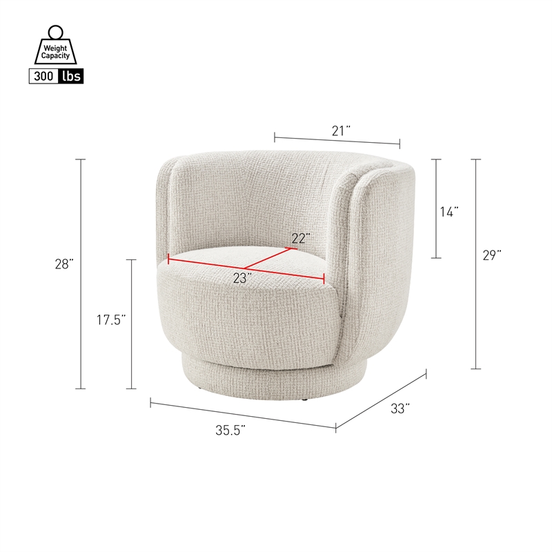 NPD Furniture - Veloura Fabric Swivel Accent Arm Chair - Mila Ivory