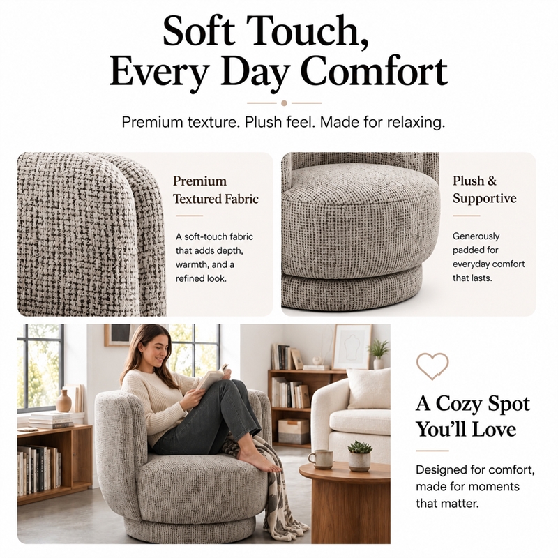 NPD Furniture - Veloura Fabric Swivel Accent Arm Chair - Mila Taupe