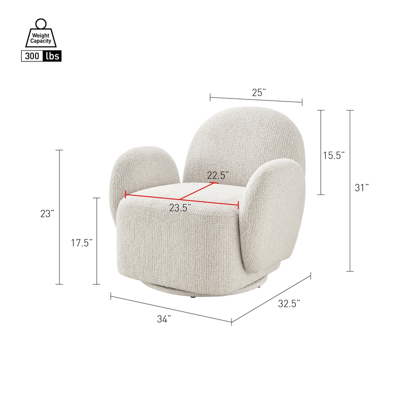 NPD Furniture - Zoya Fabric Swivel Accent Arm Chair - Mila Ivory