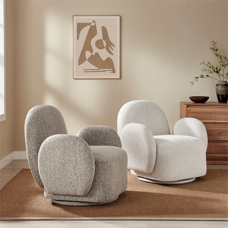 NPD Furniture - Zoya Fabric Swivel Accent Arm Chair - Mila Taupe