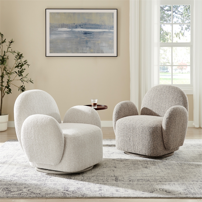 NPD Furniture - Zoya Fabric Swivel Accent Arm Chair - Mila Taupe