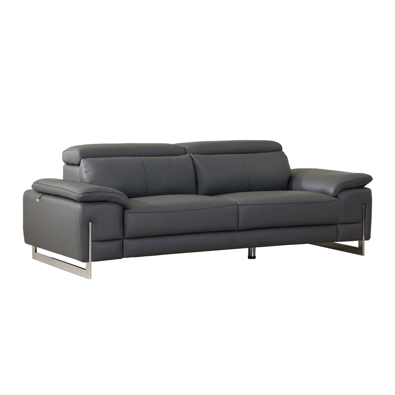 Titan Furnishings Genuine Italian Leather Sofa & Loveseat Set in Dark Gray