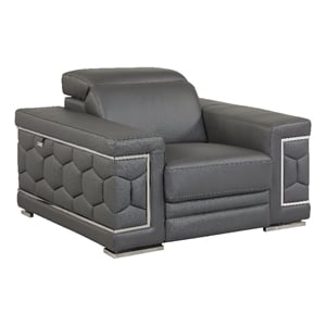Titan Furnishings 38&quot Modern Genuine Italian Leather Chair in Dark Gray